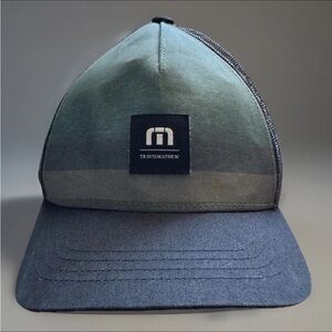 TRAVIS MATHEW Ball Cap Adult OS Green Blue Canvas Colorblock Logo Mesh SnapBack